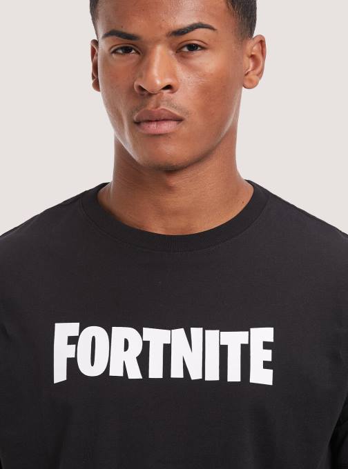 Heren Alcott zwart Fortnite t-shirt kleding PT24793