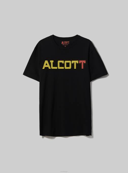 Heren Alcott zwart Oversized katoenen T-shirt met print kleding PT241049