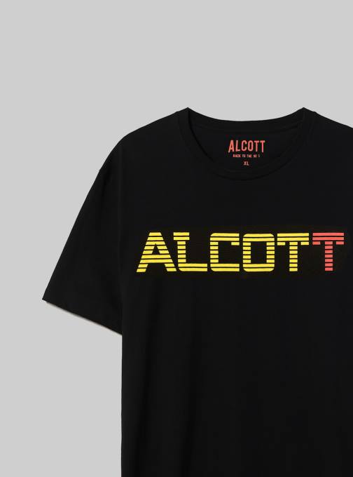 Heren Alcott zwart Oversized katoenen T-shirt met print kleding PT241049