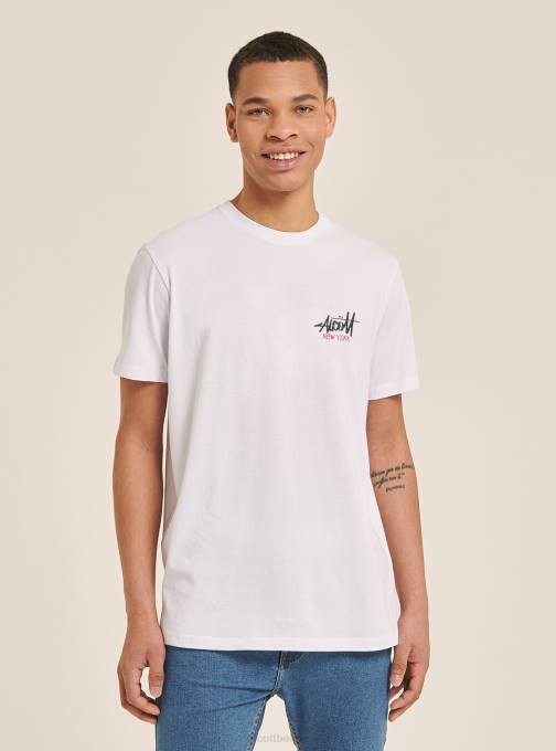 Heren Alcott zwart T-shirt met contrasterende print op de voorkant kleding PT24905