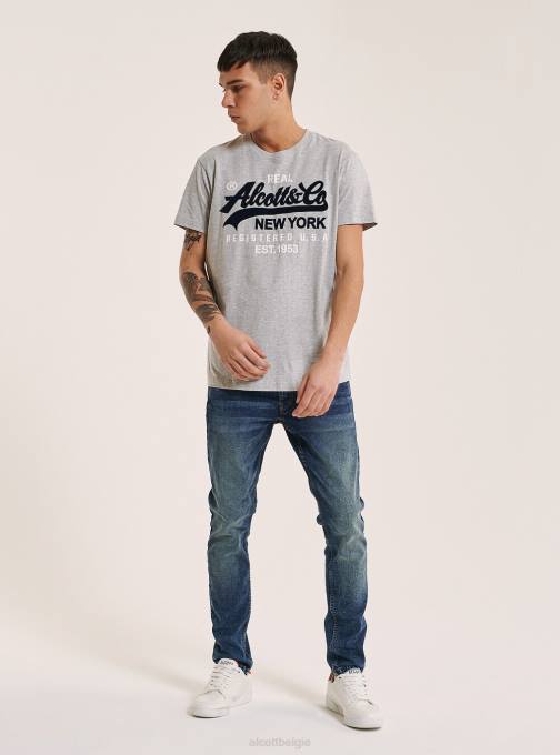 Heren Alcott zwart T-shirt met logo op de voorkant kleding PT24932