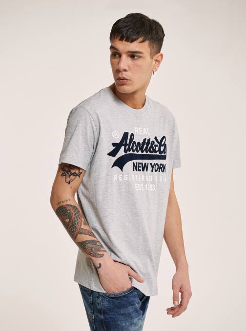 Heren Alcott zwart T-shirt met logo op de voorkant kleding PT24932