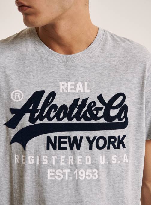 Heren Alcott zwart T-shirt met logo op de voorkant kleding PT24932