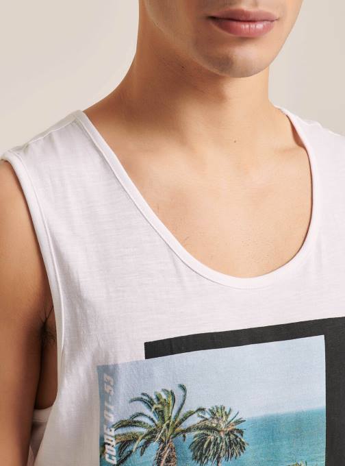 Heren Alcott wit t-shirt met korte mouwen en print kleding PT24906