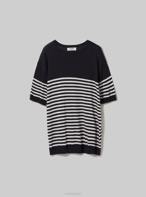 Heren Alcott bk1 zwart katoenen trui met korte mouwen kleding PT24633