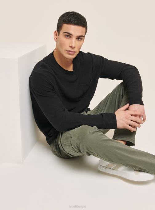 Heren Alcott bk2 piraat zwart trui met rolkraag en borstzak kleding PT241087