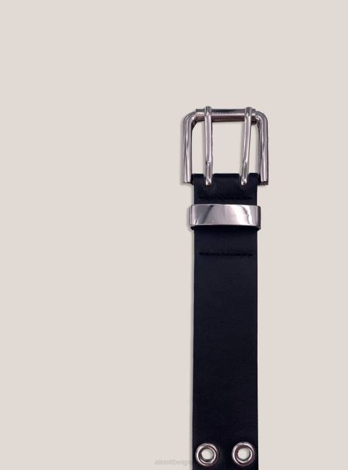 vrouwen Alcott bk1 zwart Riem met leereffect en metalen oogjes accessoires PT24231