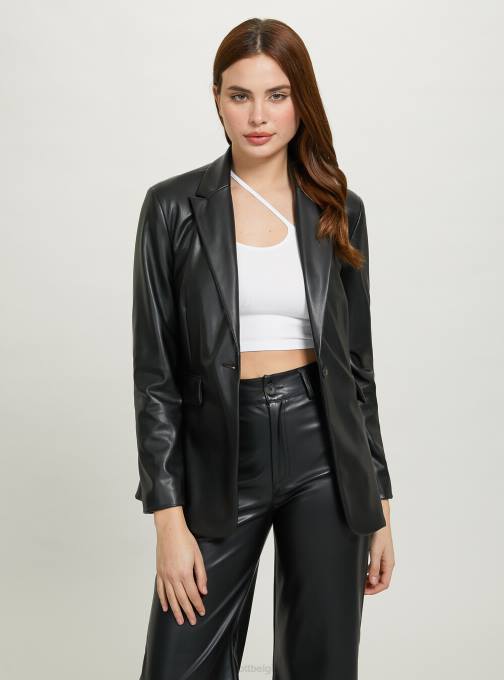 vrouwen Alcott bk1 zwart Blazer met enkele rij knopen in leereffect kleding PT24488