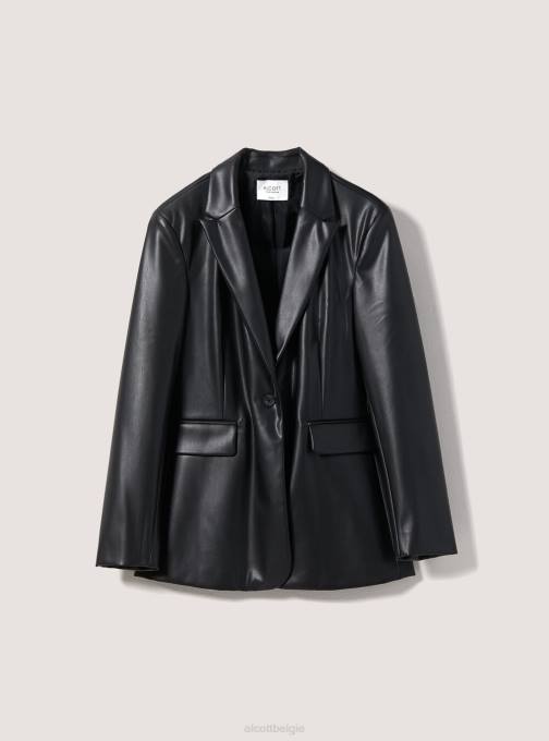 vrouwen Alcott bk1 zwart Blazer met enkele rij knopen in leereffect kleding PT24488