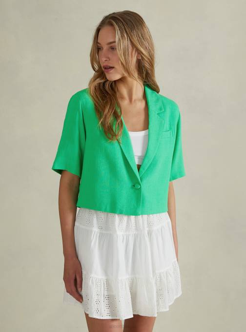 vrouwen Alcott gn3 groen licht Cropped blazer van linnenmix kleding PT24186