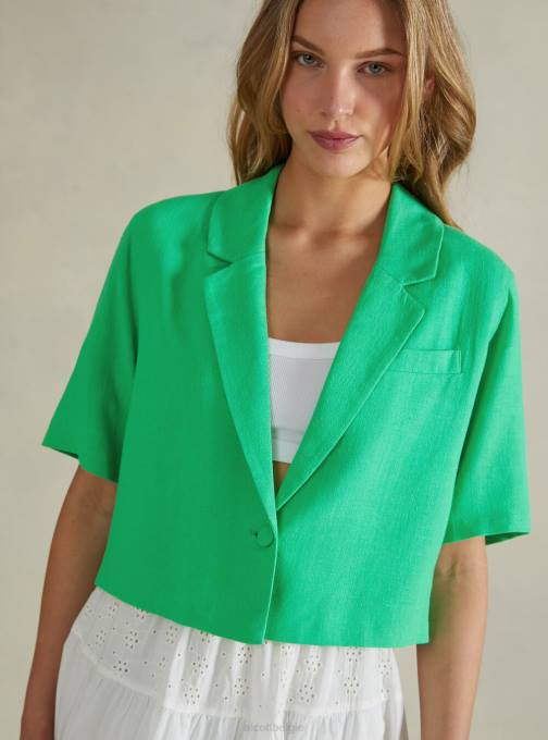 vrouwen Alcott gn3 groen licht Cropped blazer van linnenmix kleding PT24186
