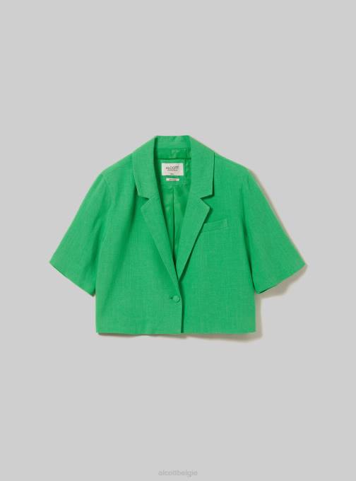 vrouwen Alcott gn3 groen licht Cropped blazer van linnenmix kleding PT24186