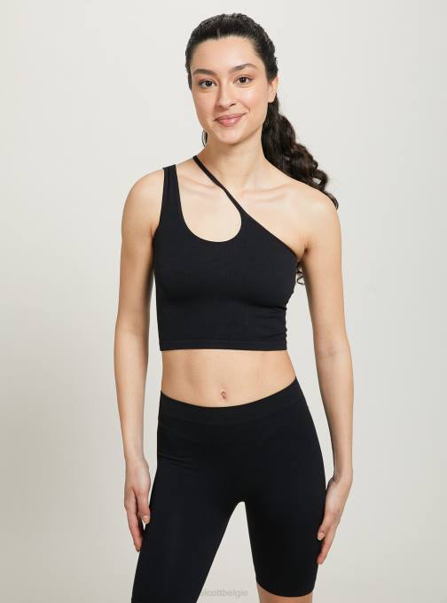 vrouwen Alcott bk1 zwart asymmetrische cropped top kleding PT24247