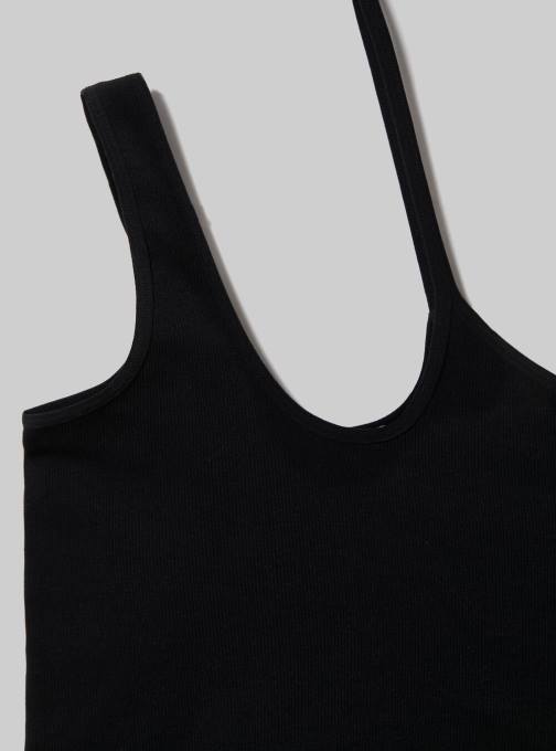 vrouwen Alcott bk1 zwart asymmetrische cropped top kleding PT24247