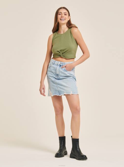 vrouwen Alcott bk1 zwart basic cropped tanktop met katoenen knoop kleding PT24263