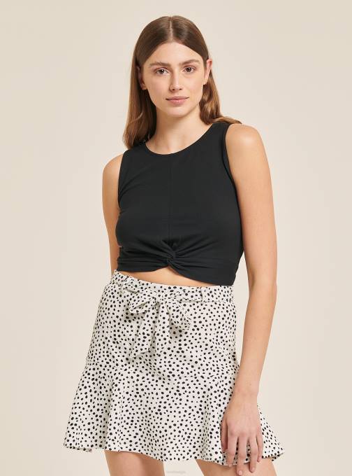 vrouwen Alcott bk1 zwart basic cropped tanktop met katoenen knoop kleding PT24455