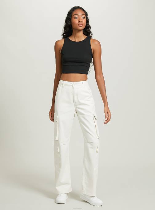 vrouwen Alcott bk1 zwart cropped katoenen tanktop kleding PT24154