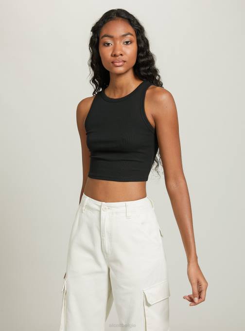 vrouwen Alcott bk1 zwart cropped katoenen tanktop kleding PT24154