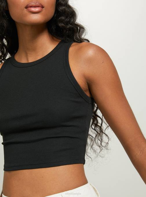vrouwen Alcott bk1 zwart cropped katoenen tanktop kleding PT24154