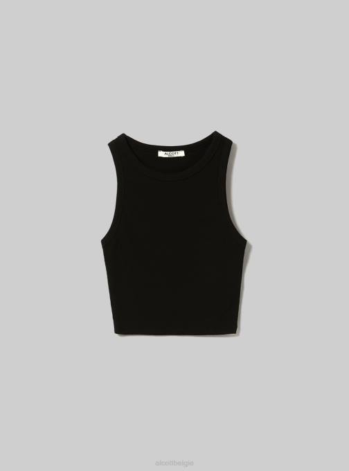 vrouwen Alcott bk1 zwart cropped katoenen tanktop kleding PT24154