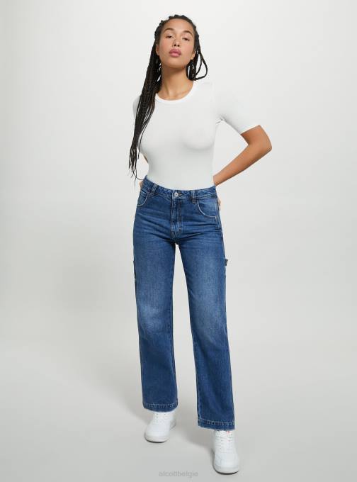 vrouwen Alcott bk1 zwart geribde bodysuit met korte mouwen kleding PT2468