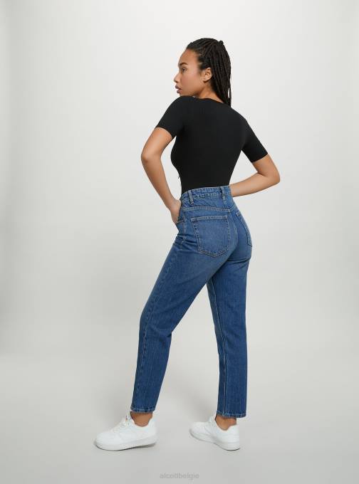 vrouwen Alcott bk1 zwart geribde bodysuit met korte mouwen kleding PT2491