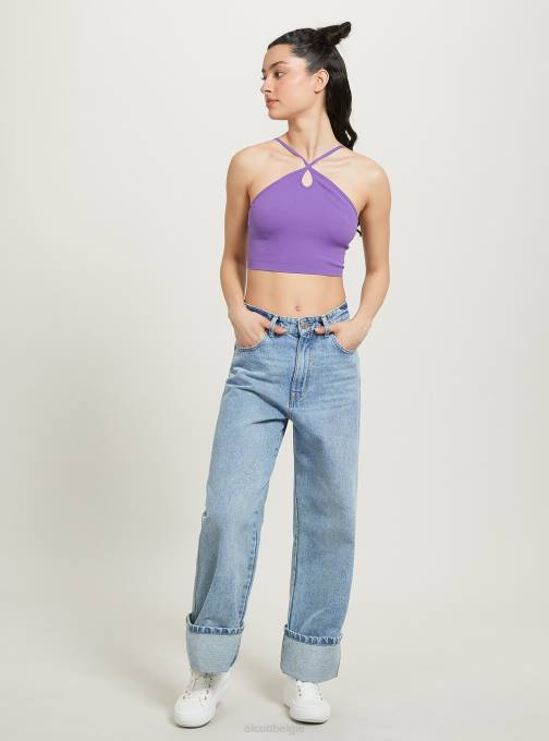 vrouwen Alcott bk1 zwart top cropped met scollo incrociato kleding PT2441