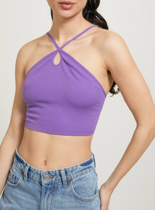 vrouwen Alcott bk1 zwart top cropped met scollo incrociato kleding PT2441