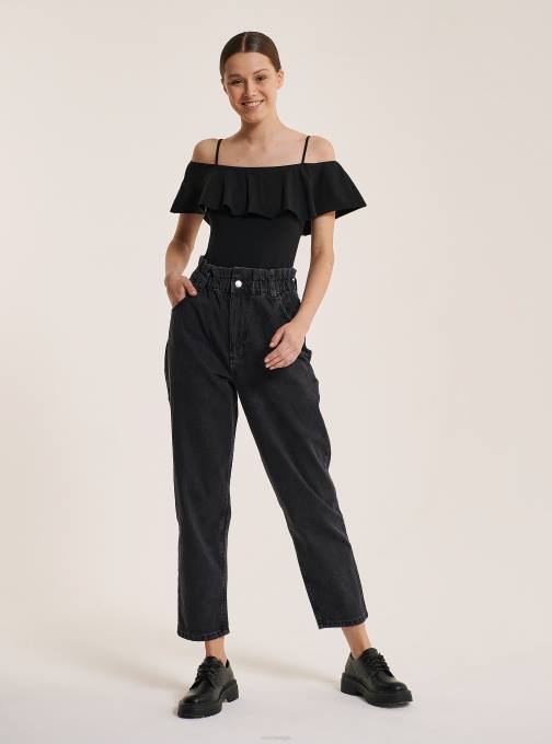 vrouwen Alcott c2274 azuurblauw katoenen bodysuit met ruches kleding PT24318