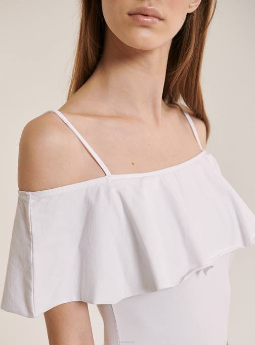 vrouwen Alcott c2274 azuurblauw katoenen bodysuit met ruches kleding PT24425