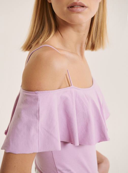 vrouwen Alcott c2274 azuurblauw katoenen bodysuit met ruches kleding PT2471