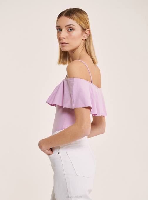 vrouwen Alcott c2274 azuurblauw katoenen bodysuit met ruches kleding PT2471