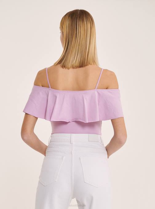 vrouwen Alcott c2274 azuurblauw katoenen bodysuit met ruches kleding PT2471