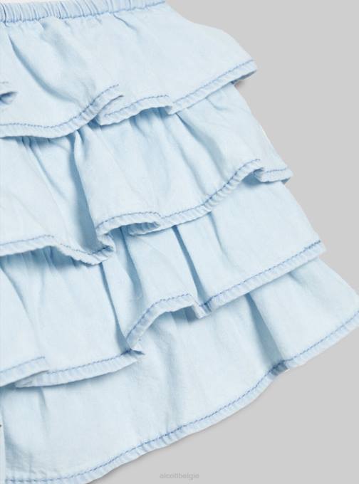 vrouwen Alcott d005 lichtblauw cropped denim top met ruches kleding PT24209