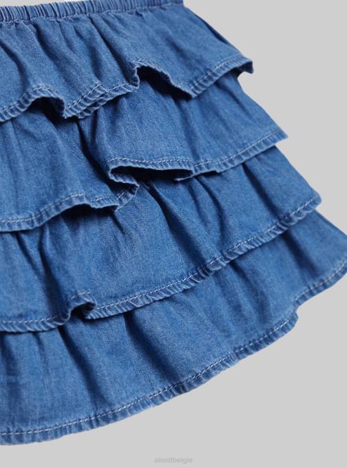 vrouwen Alcott d005 lichtblauw cropped denim top met ruches kleding PT24437