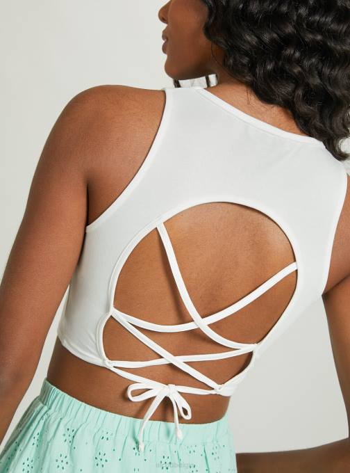vrouwen Alcott wh2 wit croptop met veters kleding PT242