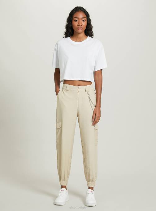 vrouwen Alcott bk1 zwart broek van linnenmix met ketting kleding PT24248