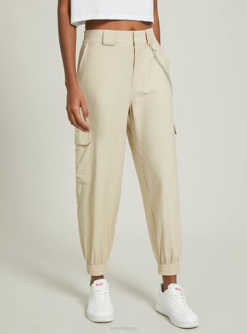 vrouwen Alcott bk1 zwart broek van linnenmix met ketting kleding PT24248