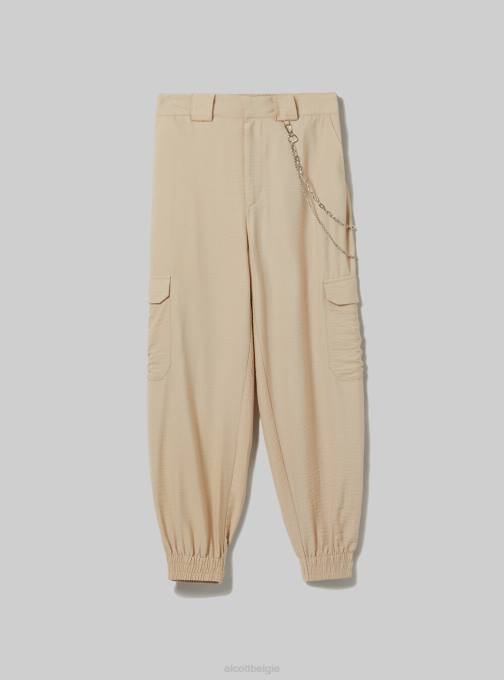 vrouwen Alcott bk1 zwart broek van linnenmix met ketting kleding PT24248