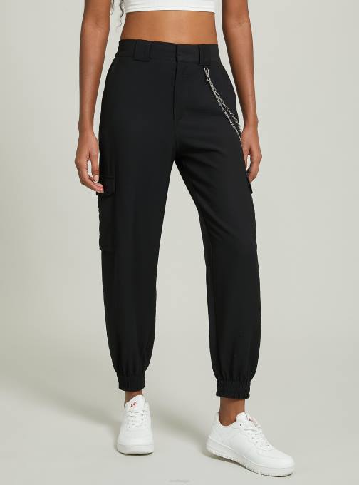 vrouwen Alcott bk1 zwart broek van linnenmix met ketting kleding PT24359