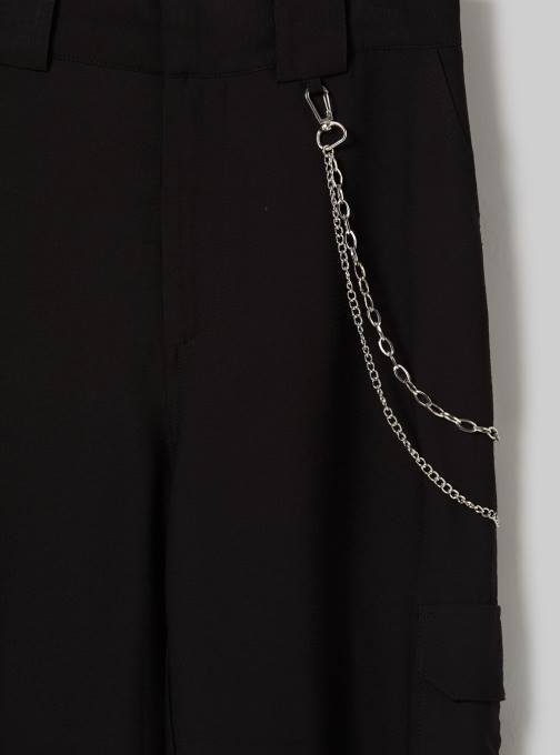 vrouwen Alcott bk1 zwart broek van linnenmix met ketting kleding PT24359