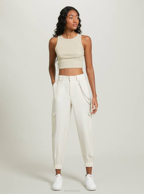 vrouwen Alcott bk1 zwart broek van linnenmix met ketting kleding PT24419