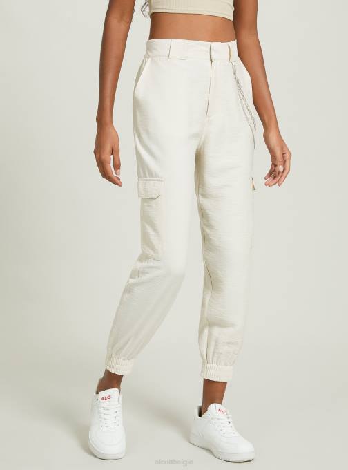 vrouwen Alcott bk1 zwart broek van linnenmix met ketting kleding PT24419