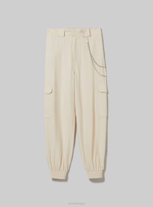 vrouwen Alcott bk1 zwart broek van linnenmix met ketting kleding PT24419