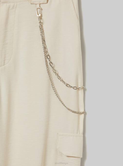 vrouwen Alcott bk1 zwart broek van linnenmix met ketting kleding PT24419