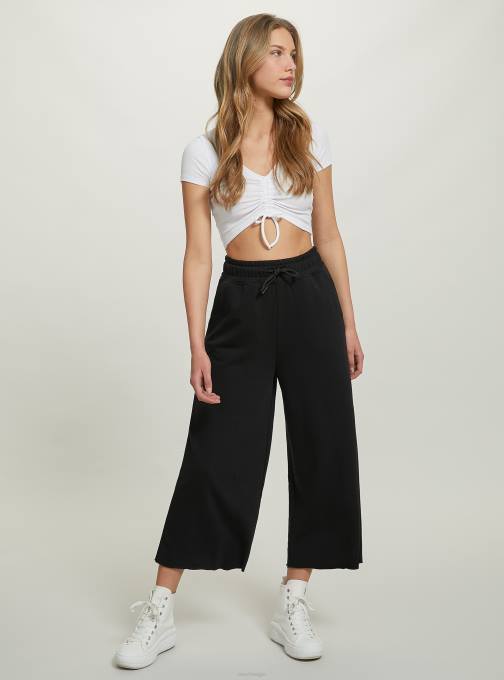 vrouwen Alcott bk1 zwart cropped fleecelegging met elastische tailleband kleding PT24206