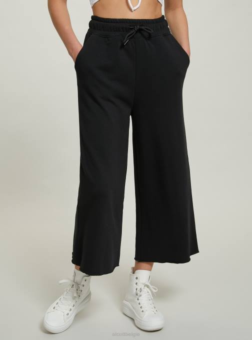 vrouwen Alcott bk1 zwart cropped fleecelegging met elastische tailleband kleding PT24206