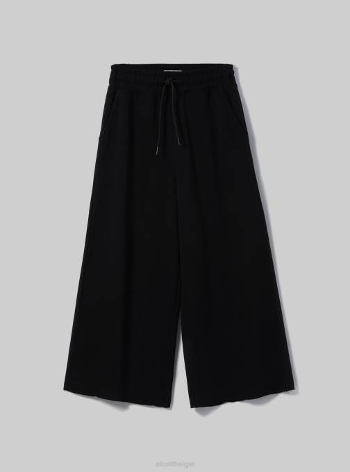 vrouwen Alcott bk1 zwart cropped fleecelegging met elastische tailleband kleding PT24206