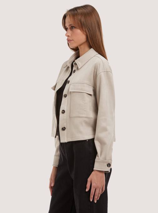 vrouwen Alcott bg3 beige licht Suède cropped overhemdjack kleding PT24211