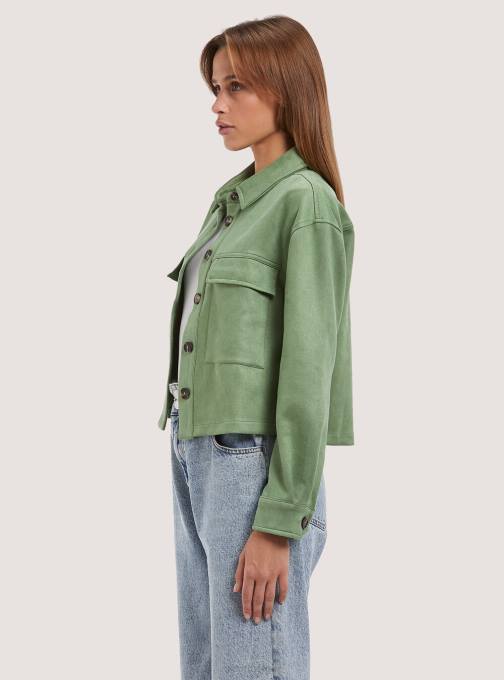 vrouwen Alcott bg3 beige licht Suède cropped overhemdjack kleding PT24289